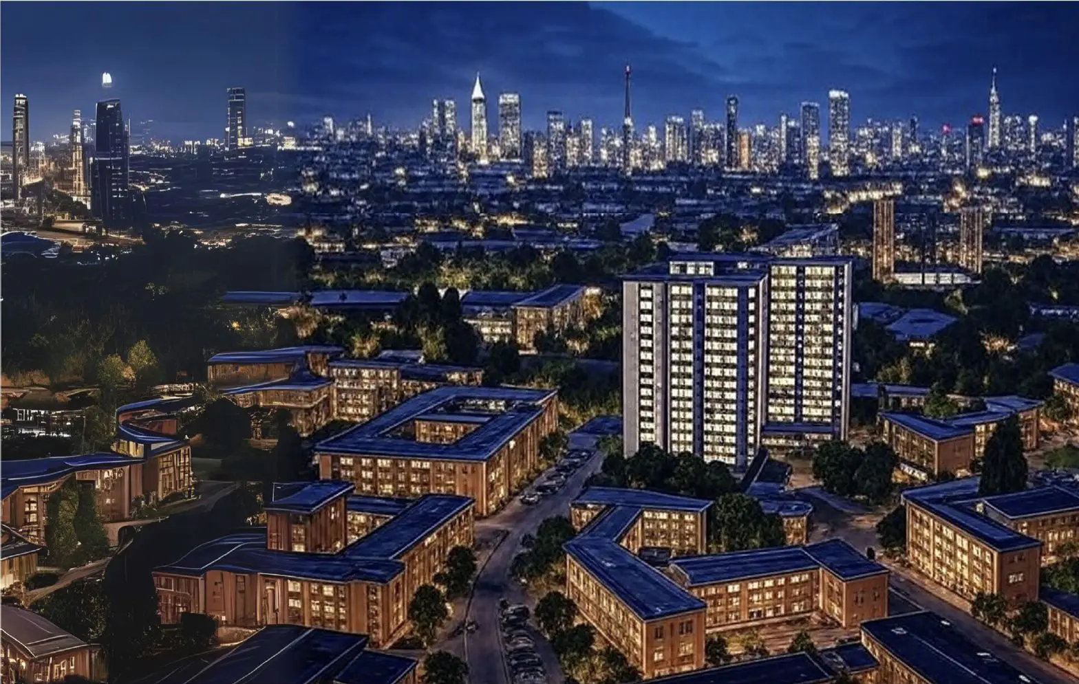 City skyline at night